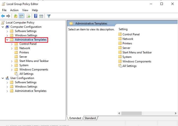 double-click-on-administrative-templates-735x520-1-735x520 إصلاح خطأ الكمبيوتر الذي لم تتم إعادة مزامنته نظرًا لعدم توفر بيانات الوقت