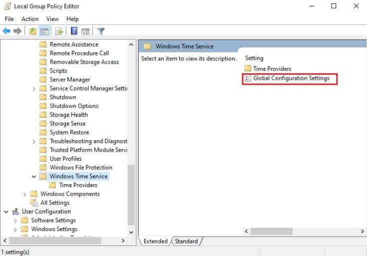 double-click-on-global-configuration-settings-to-o-735x513-1-735x513 إصلاح خطأ الكمبيوتر الذي لم تتم إعادة مزامنته نظرًا لعدم توفر بيانات الوقت