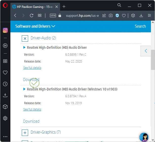 downloading-driver-from-the-official-support-page-612x559 كيفية إعادة تثبيت برنامج تشغيل الصوت في Windows 11