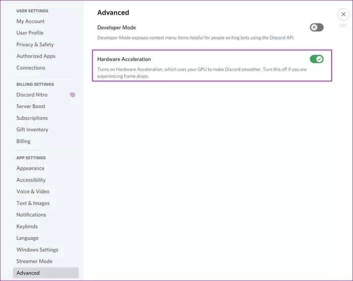 enable-hardware-acceleration-for-Discord_935adec67b324b146ff212ec4c69054f-700x559 أفضل 8 طرق لإصلاح شاشة Discord السوداء عند بدء التشغيل على Windows