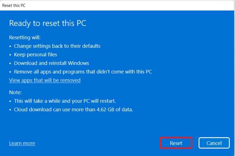 finishing-configuring-pc-reset-768x509-1-768x509 إصلاح خطأ جهاز التمهيد الذي يتعذر الوصول إليه في Windows 11