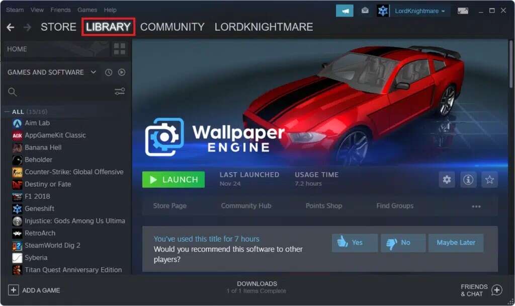 go-to-LIBRARY-menu-in-Steam-app-Windows-11-1024x608-1-1024x608 إصلاح عدم تحميل تخصيص Halo Infinite في Windows 11