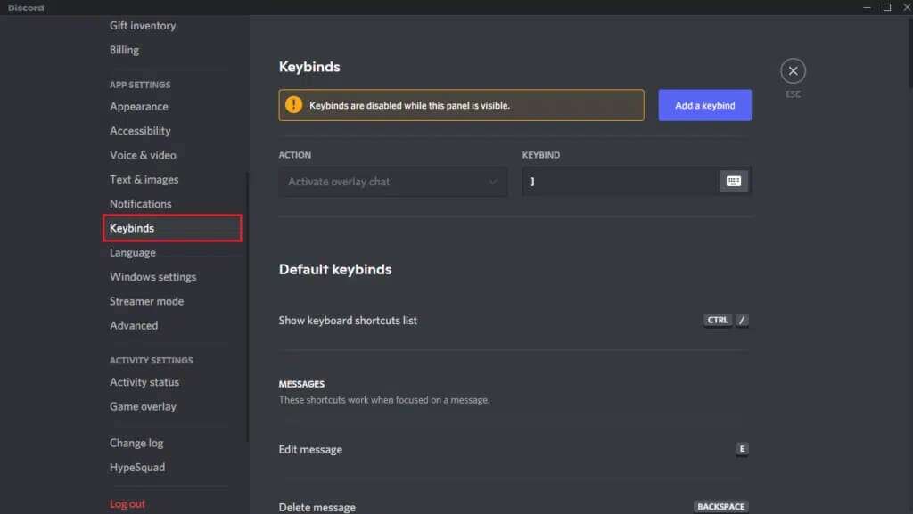 go-to-keybinds-tab-on-the-left-pane-1024x577-1-1024x577 كيفية إصلاح تجمد Discord