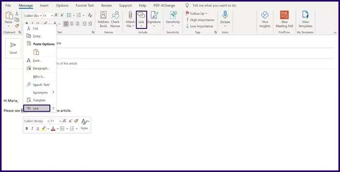 how-to-add-and-delete-hyperlink-in-microsoft-outlook-step-5_935adec67b324b146ff212ec4c69054f-700x356 كيفية إضافة وحذف ارتباط تشعبي في بريد إلكتروني في Outlook