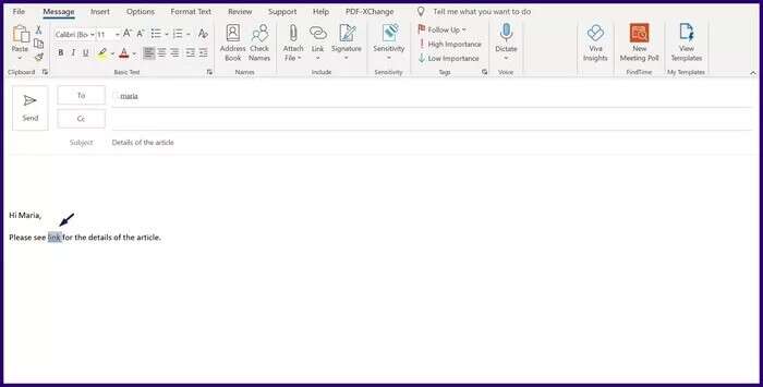 كيفية إضافة وحذف ارتباط تشعبي في بريد إلكتروني في Outlook - %categories