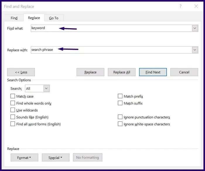 how-to-make-use-of-find-and-replace-on-Microsoft-Word-step-11_935adec67b324b146ff212ec4c69054f-700x583 كيفية البحث عن النص واستبداله ( البحث والاستبدال ) في Microsoft Word
