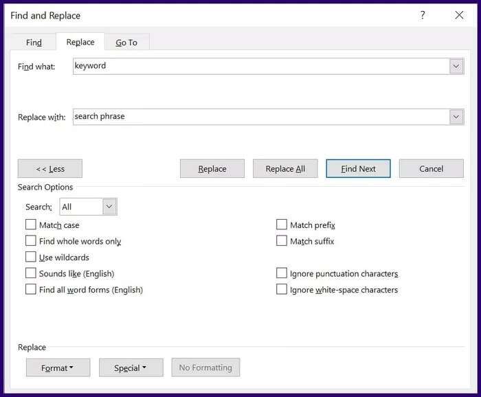 how-to-make-use-of-find-and-replace-on-Microsoft-Word-step-13_935adec67b324b146ff212ec4c69054f-700x578 كيفية البحث عن النص واستبداله ( البحث والاستبدال ) في Microsoft Word