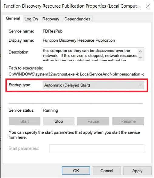 in-general-tab-click-startup-type-drop-down-and-507x585 إصلاح عدم ظهور أجهزة الكمبيوتر على الشبكة في Windows 10