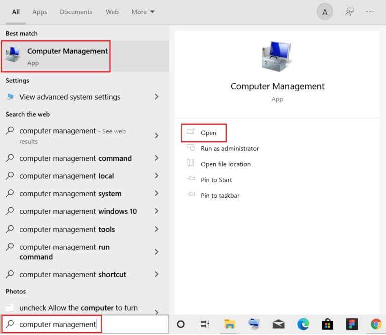 launch-Computer-Management-app-from-Windows-search-bar-768x667-1-768x667 كيفية إصلاح خطأ رفض الوصول في Windows 10