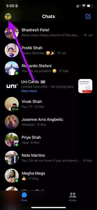 messenger-profile_7c4a12eb7455b3a1ce1ef1cadcf29289-340x736 كيفية تعيين أصوات إشعارات مخصصة لتطبيقات المراسلة على iPhone