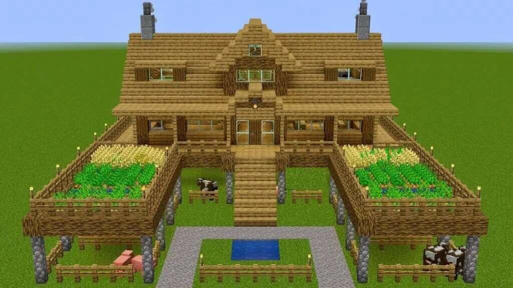 mincraft-house-tiered-farmhouse-1024x576-1-1024x576 أفضل 10 أفكار لطيفة لمنزل Minecraft