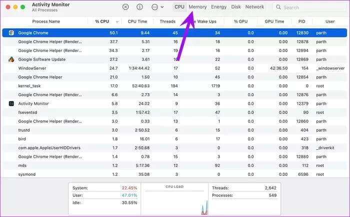 move-to-memory-tab-Fix-chrome-not-working-on-mac_935adec67b324b146ff212ec4c69054f-700x433 أفضل 7 طرق لإصلاح عدم عمل Google Chrome على Mac