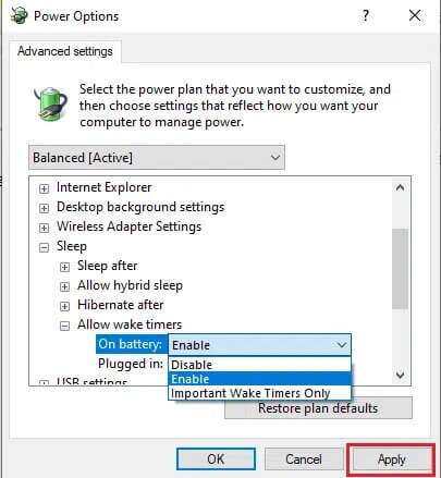 navigate-to-allow-wake-timers-under-sleep-and-clic-405x439 كيفية ضبط الإنذارات في Windows 10