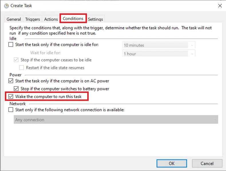 navigate-to-conditions-tab-check-wake-the-compute-790x600 كيفية ضبط الإنذارات في Windows 10