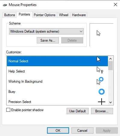 navigate-to-pointers-tab-in-the-mouse-properties-w-398x454 إصلاح عدم عمل Touchpad Scroll على Windows 10