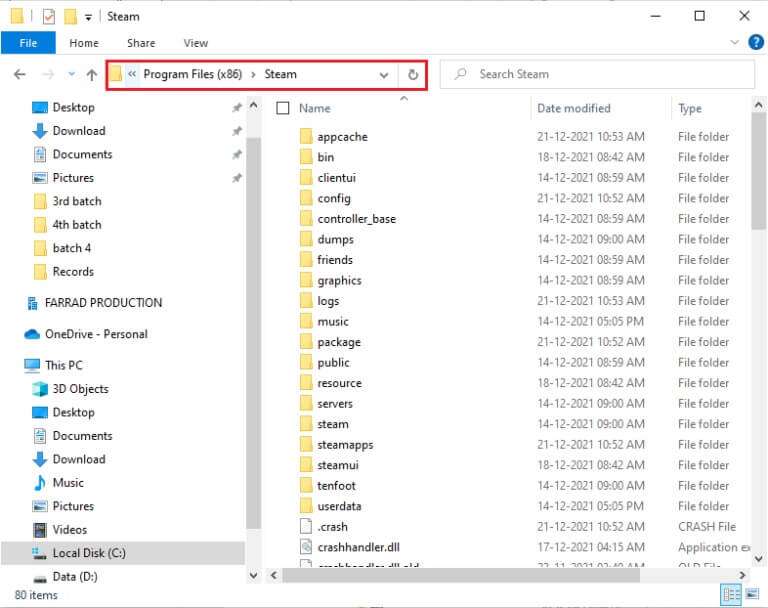 navigate-to-the-path-c-program-files-x86-steam-768x608-1-768x608 كيفية إصلاح عدم فتح Steam على Windows 10