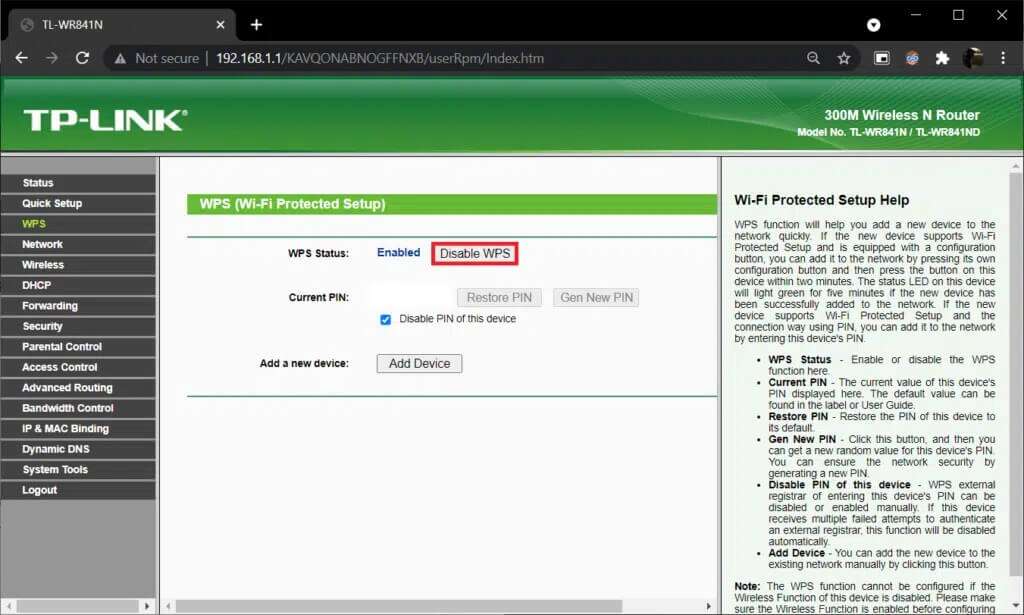 navigate-to-wps-page-and-click-on-disable-wps-1024x615-1-1024x615 إصلاح ظهور جهاز Amazon KFAUWI على الشبكة
