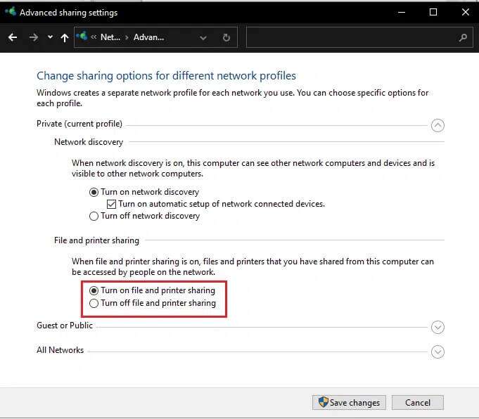 next-click-turn-on-file-and-printer-sharing-featu-681x596 إصلاح عدم ظهور أجهزة الكمبيوتر على الشبكة في Windows 10