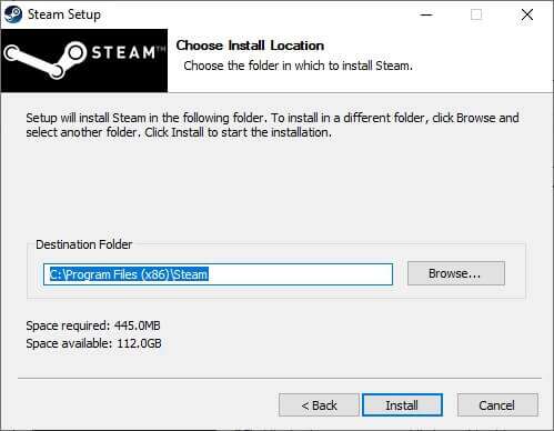 now-choose-the-destination-folder-by-using-the-br-5-1-499x388 كيفية إصلاح عدم فتح Steam على Windows 10