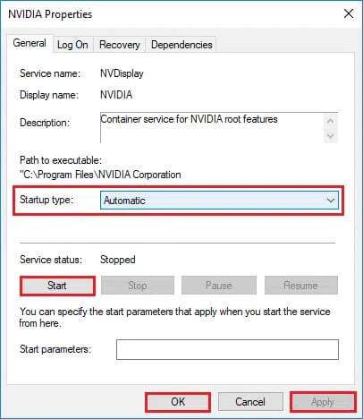 nvidia-service-properties-406x468 كيفية إصلاح عدم تسجيل NVIDIA ShadowPlay