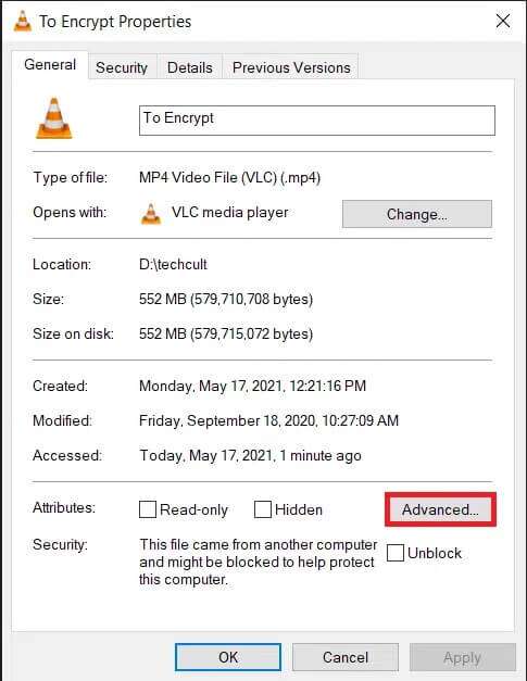 on-the-general-tab-click-on-the-advanced-button-u-485x627 كيفية تشفير مجلد في Windows 10