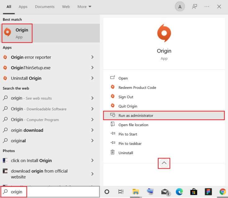 open-Origin-app-as-administrator-from-Windows-search-bar-735x640-1-735x640 كيفية إصلاح عدم فتح Origin على Windows 10