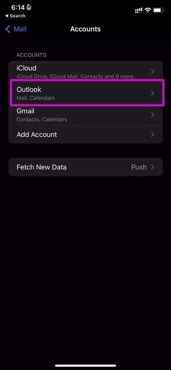 open-account-menu-fix-mail-keeps-asking-for-password_7c4a12eb7455b3a1ce1ef1cadcf29289-340x736 أفضل 7 طرق لإصلاح استمرار البريد في طلب كلمة المرور على iPhone