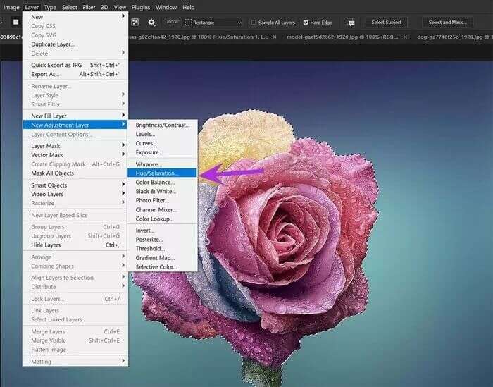 open-hue-menu_935adec67b324b146ff212ec4c69054f-700x549 كيفية تغيير لون كائن في برنامج Photoshop