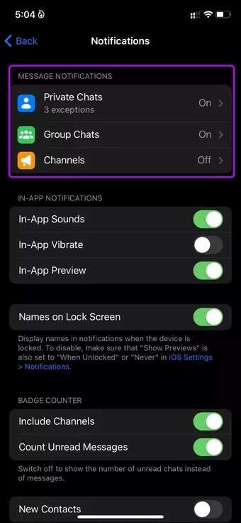 open-message-notification-in-telegram_7c4a12eb7455b3a1ce1ef1cadcf29289-340x736 كيفية تعيين أصوات إشعارات مخصصة لتطبيقات المراسلة على iPhone