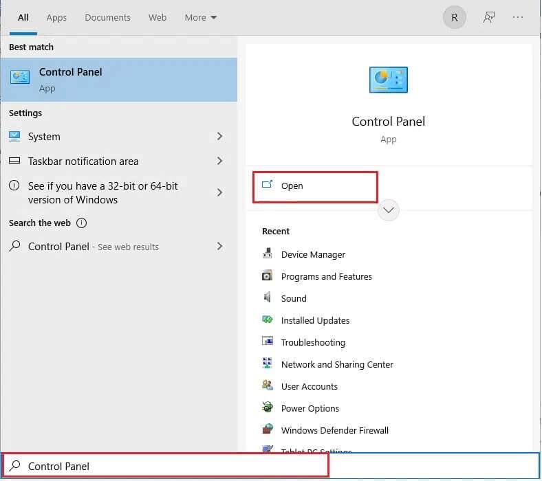 open-start-menu-and-type-control-panel-click-on-o-1-788x700 إصلاح عدم عمل Touchpad Scroll على Windows 10