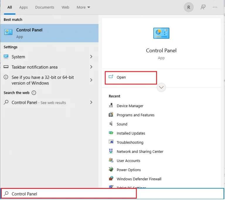 open-start-menu-and-type-control-panel-click-on-o-768x682-1-768x682 إصلاح عدم عمل التحكم في مستوى الصوت على Windows 10