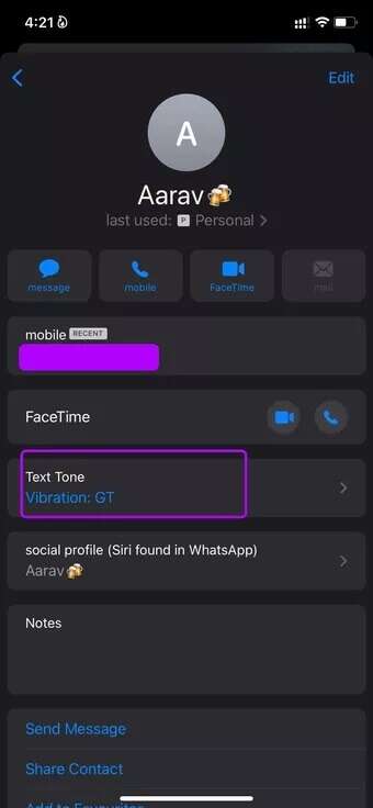 open-text-tone-in-contact-create-custom-vibration-on-iPhone_7c4a12eb7455b3a1ce1ef1cadcf29289-340x736 كيفية إنشاء واستخدام أنماط اهتزاز مخصصة على iPhone