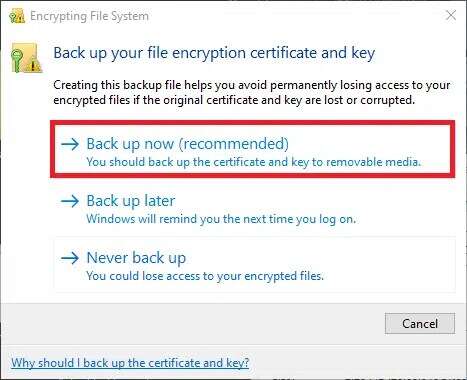 open-the-notification-and-click-on-back-up-now-re-467x380 كيفية تشفير مجلد في Windows 10