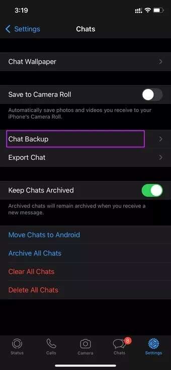 open-whatsapp-chat-backup-menu_7c4a12eb7455b3a1ce1ef1cadcf29289-1-340x736 أفضل 6 طرق لإصلاح عدم عمل النسخ الاحتياطي لـ WhatsApp على iCloud