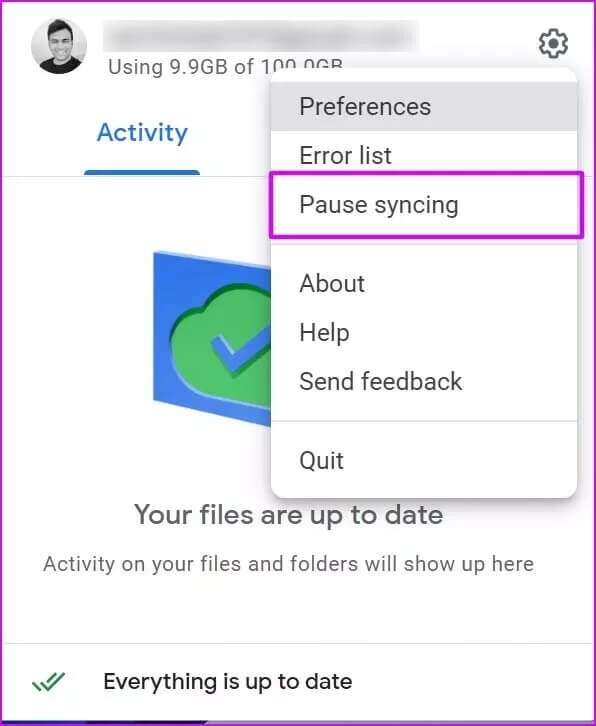 pause syncing on windows 4d470f76dc99e18ad75087b1b8410ea9 596x726 - إصلاح عدم بدء Google Drive عند بدء التشغيل على Windows و Mac