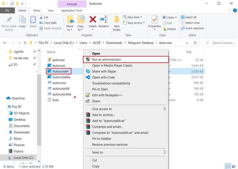 right-click-on-Autoruns64-and-select-Run-as-administrator-768x545-1-768x545 كيفية إصلاح خطأ رفض الوصول في Windows 10
