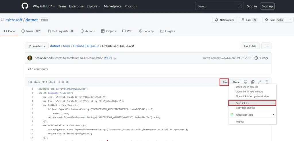 right-click-on-Raw-option-and-select-Save-link-as...-in-github-page-1024x491-1-1024x491 إصلاح استخدام .NET Runtime Optimization Service العالي لوحدة المعالجة المركزية