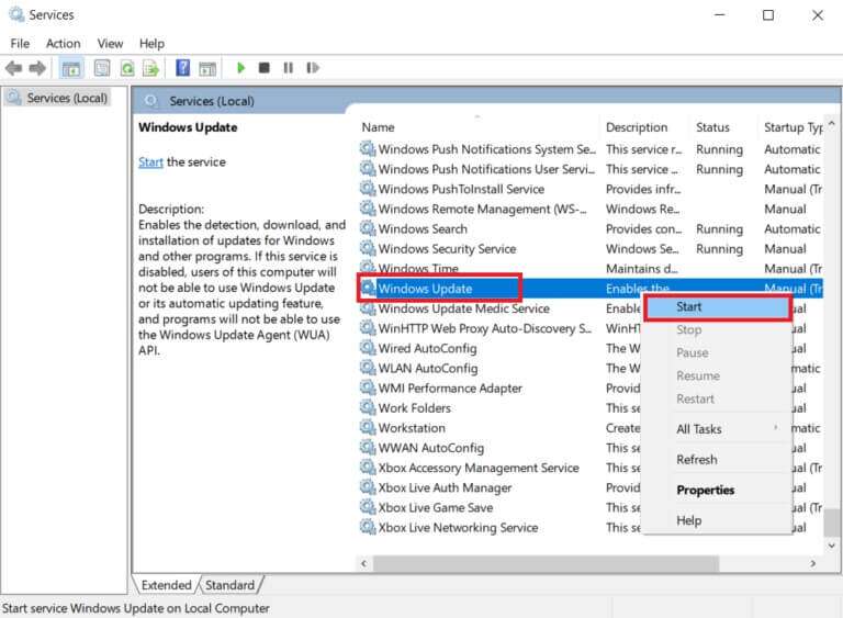 right-click-on-it-and-choose-start-768x563-1-768x563 كيفية إصلاح خطأ التحديث 0x80070002 على Windows 10