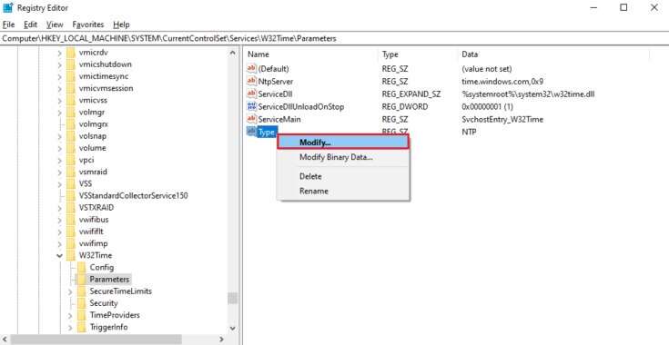 right-click-on-the-type-string-and-choose-modify...-735x380-1-735x380 إصلاح خطأ الكمبيوتر الذي لم تتم إعادة مزامنته نظرًا لعدم توفر بيانات الوقت