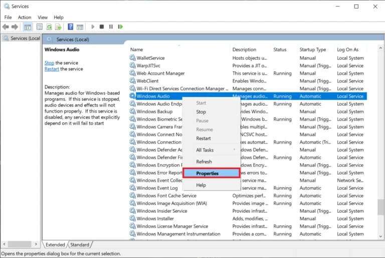right-click-on-the-windows-audio-service-and-choos-768x514-2-768x514 كيفية إصلاح عدم عمل خدمة الصوت على Windows 10