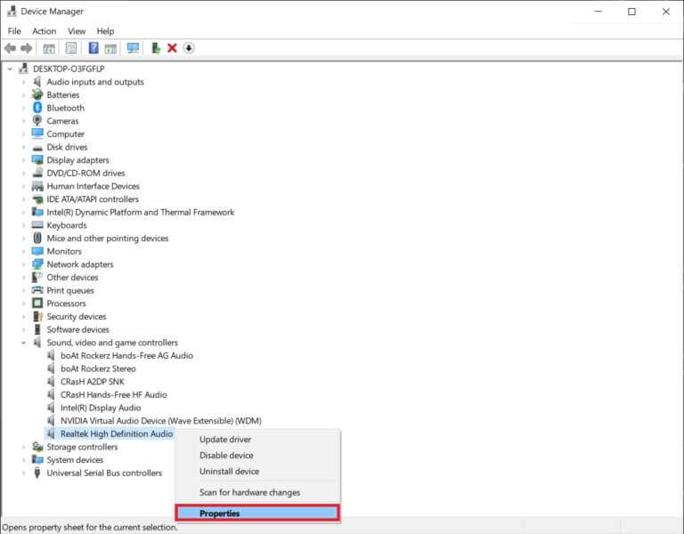 right-click-on-your-audio-card-and-choose-properti-768x600-1-768x600 إصلاح عدم عمل التحكم في مستوى الصوت على Windows 10