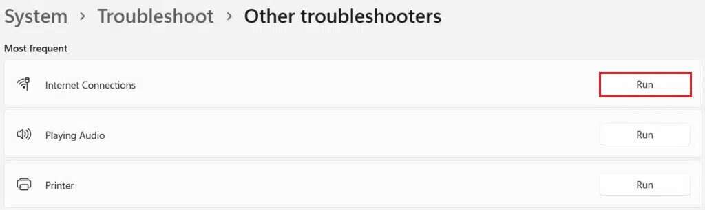 run-internet-connections-troubleshooter-1024x306 إصلاح خطأ Halo Infinite No Ping في مراكز البيانات لدينا في Windows 11