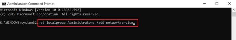 run-the-command-to-add-network-service-in-Command-Prompt-768x132-1-768x132 كيفية إصلاح عدم عمل خدمة الصوت على Windows 10