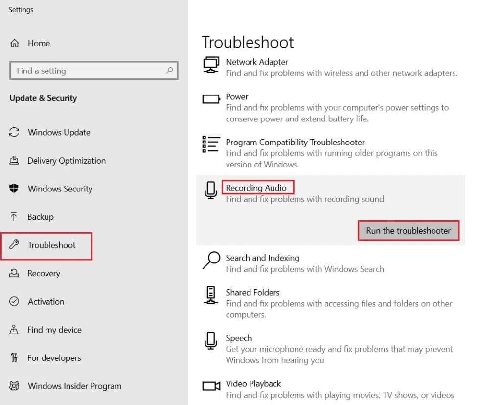 run-the-troubleshooter-for-Recording-Audio-in-Troubleshoot-settings-1024x827-1-1024x827 كيفية إصلاح صوت الميكروفون منخفض جدًا على Windows 10