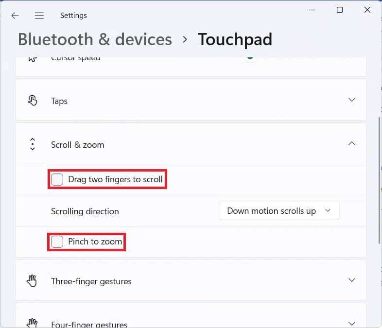 scroll-and-zoom-gesture-settings-786x675 كيفية تعطيل إيماءات لوحة اللمس في Windows 11