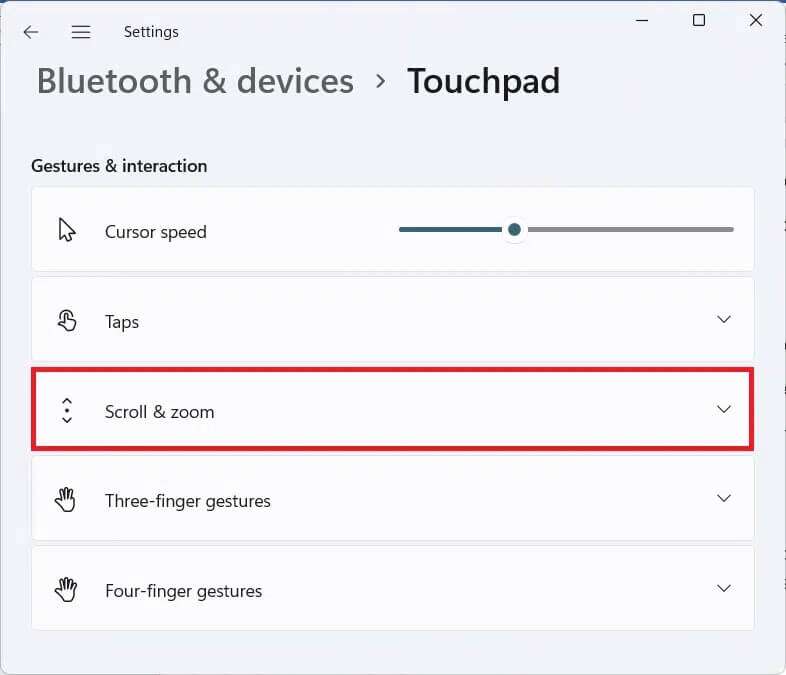 scroll-and-zoom-gestures-section-in-touchpad-secti-786x675 كيفية تعطيل إيماءات لوحة اللمس في Windows 11