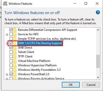 scroll-down-and-locate-smb-1-0-cifs-file-sharing-s-420x369 إصلاح عدم ظهور أجهزة الكمبيوتر على الشبكة في Windows 10