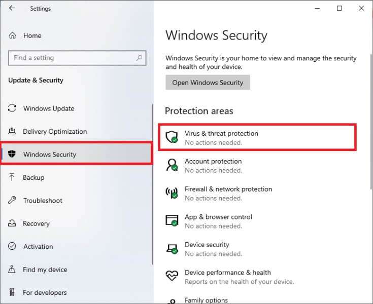 select-the-virus-and-threat-protection-option-unde-735x600-2-735x600 كيفية إصلاح خطأ التحديث 0x80070002 على Windows 10
