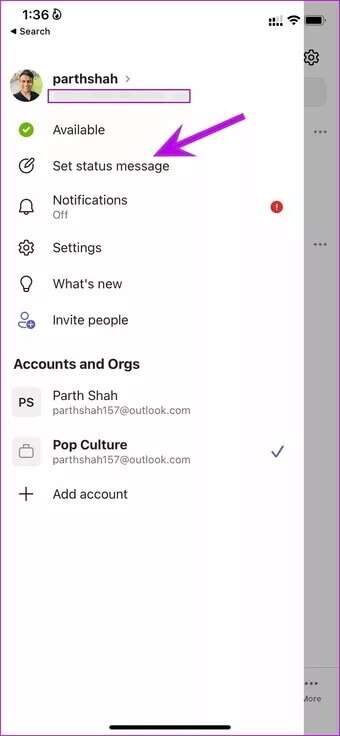 set-status-message-teams-mobile_7c4a12eb7455b3a1ce1ef1cadcf29289-340x736 كيفية تعيين رسالة "خارج المكتب" في Microsoft Teams