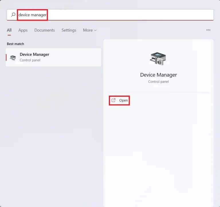 start-menu-search-results-for-device-manager-768x721-1-768x721 كيفية إعادة تثبيت برنامج تشغيل الصوت في Windows 11